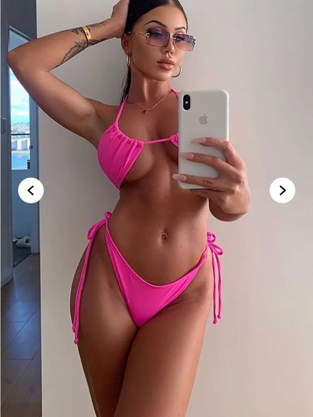 Hot Pink Tie-Side Bikini Set - Women Swim Plus Sz 1X nwt